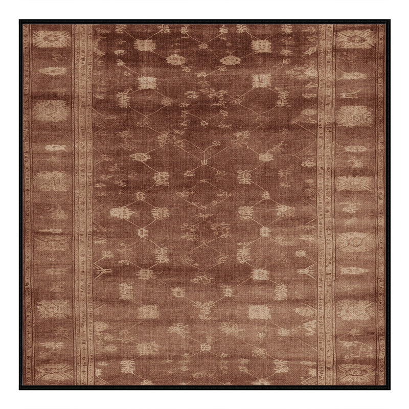 Machine Washable Overdyed Brown Area Rug, Square 8'