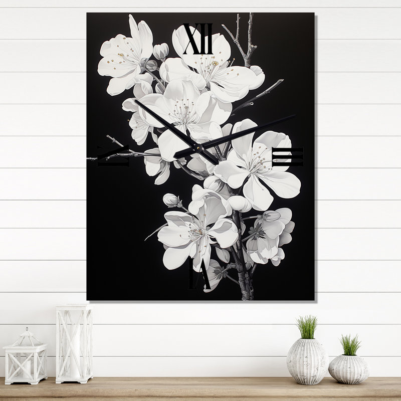 Horloge murale moderne à fleurs, H 28 po x l 12 po x P 1 po