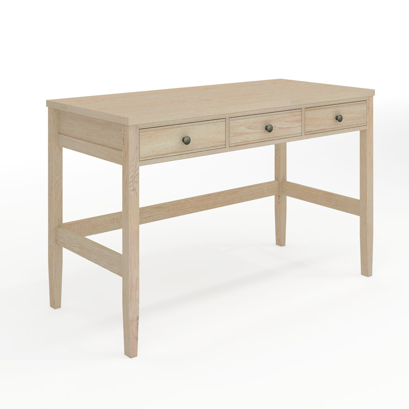 Bureau à domicile Martha Stewart Rhett avec 3 tiroirs et pieds fuselés, Naturel clair