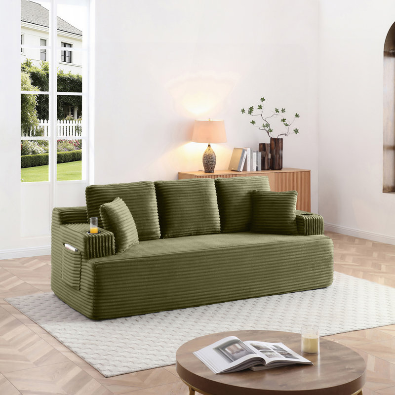 Canapé Boneless avec 2 coussins, 3, Vert