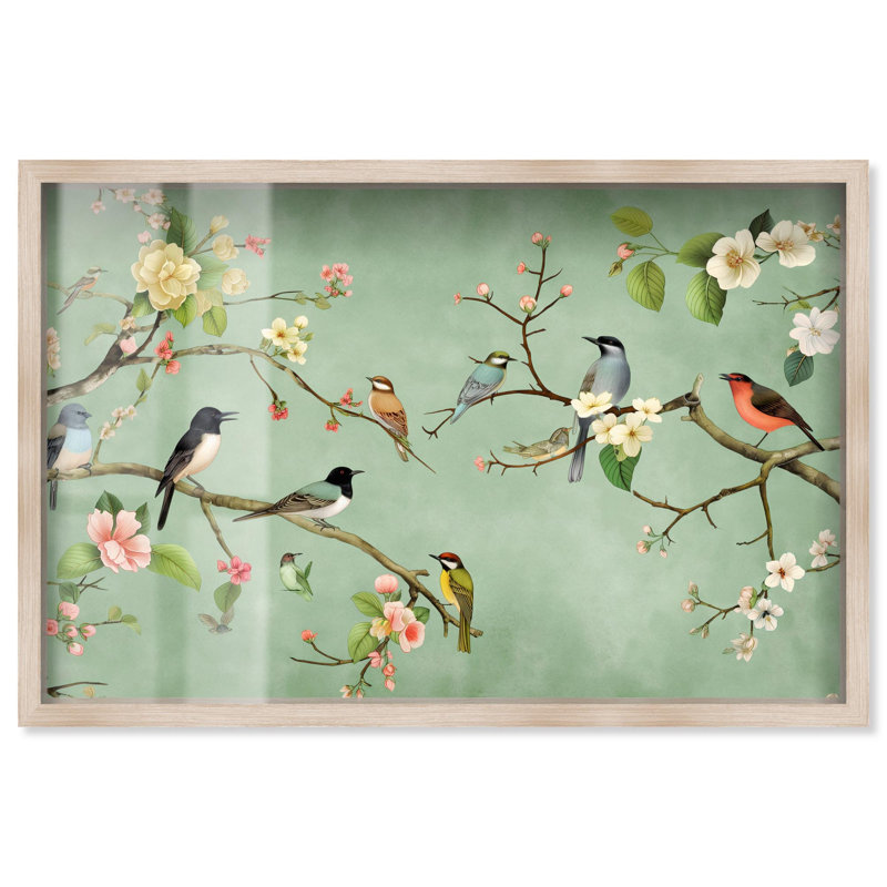 «Restful View Shadowbox Print Vintage Art» par Art Remedy, H 37 po x l 55 po, Crème, crème