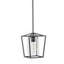 Luminaire suspendu noir en métal avec abat-jour en verre