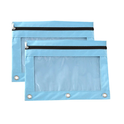 Sac de rangement de bureau 2 pièces avec œillets en tissu B5 avec trois trous et fermeture à glissière