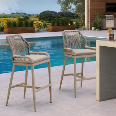 Ensemble de 2 tabourets de bar en tissu recyclé pourpre H 28 po H 2 po