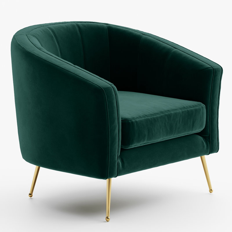 Lucciano Velvet Barrel Chair, Green
