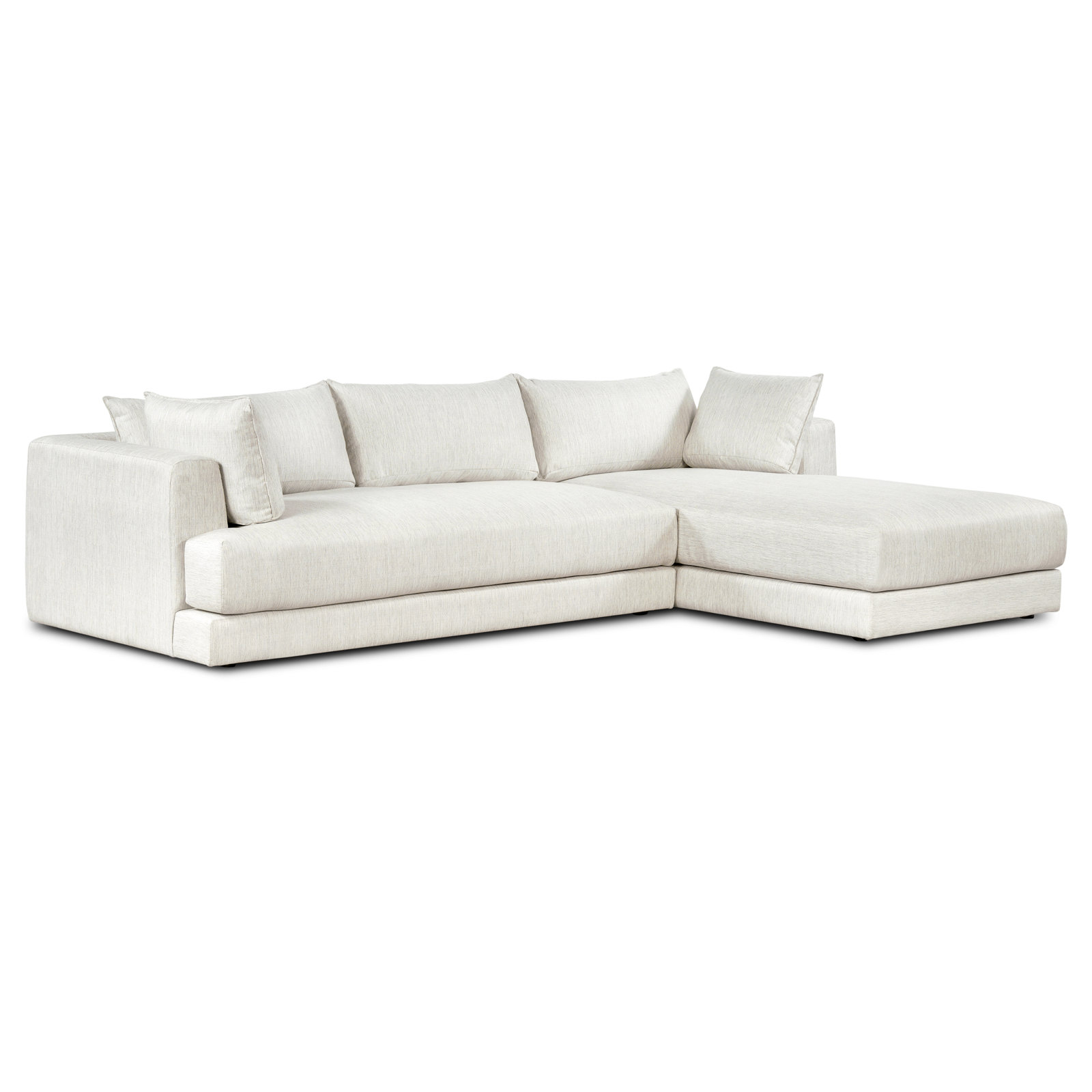 Marcel 122" Fabric Sectional Sofa with 80" Chase in Bright Ash, Right Hand Facing