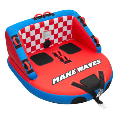Towable Tubes for Boating, 2-Rider Inflatable Towable Tube for Boat to Pull, 340 lbs Capacity Water Sports Boating Tubes - with Full Nylon Cover, Dual Tow Points, Safety Valve & Padded Handles
