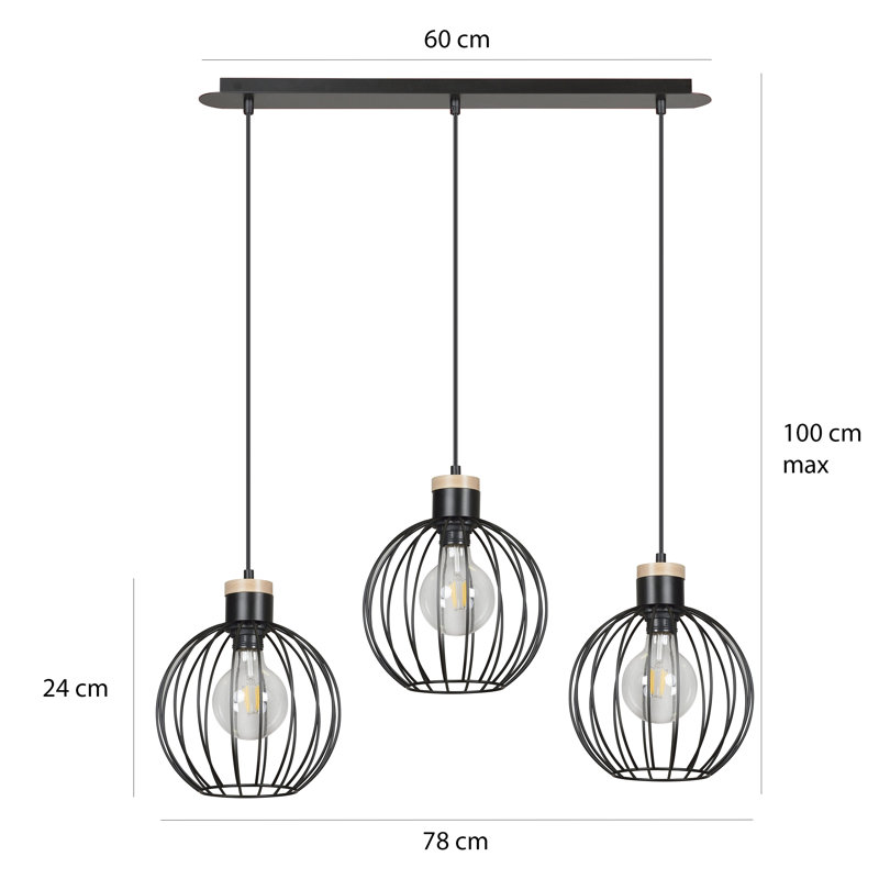 Perrytown 3 - Light Kitchen Island Pendant, Black