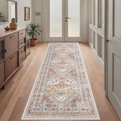Medallion Non Slip Washable Rug(Orange)