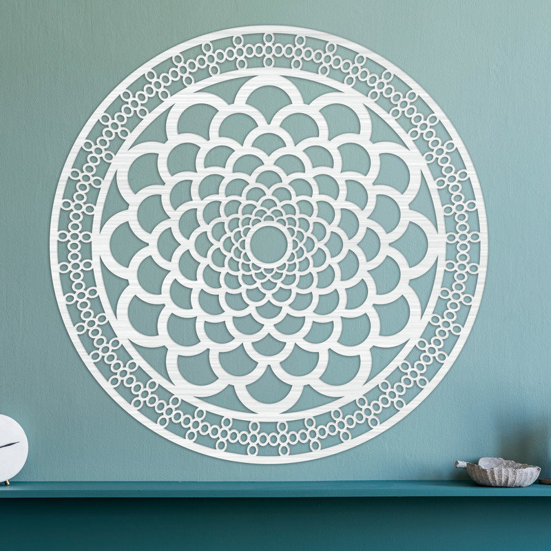Abstrait cercle mandala mural - ACM, Blanc, H 32 po x l 32 po x P 0,25 po
