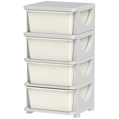 4-Tier Kids Storage Unit with 4 Drawer Chest Toy Organizer Plastic Bins by Zoomie Kids
