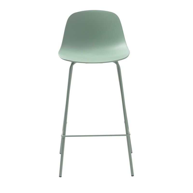 Kordt Bar Stool with Steel Frame, Dusty Green