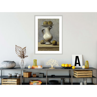 «Nature morte au pichet et aux pommes» par Pablo Picasso, impression giclée encadrée