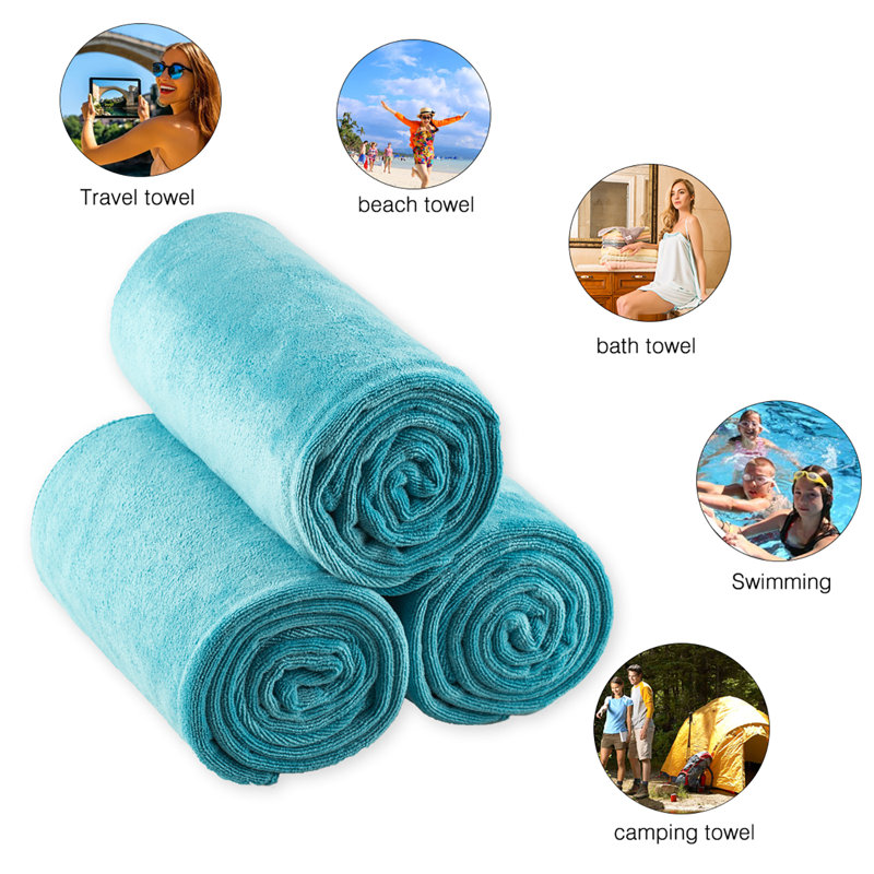 Ensemble de serviettes de bain 3 pièces, Bleu