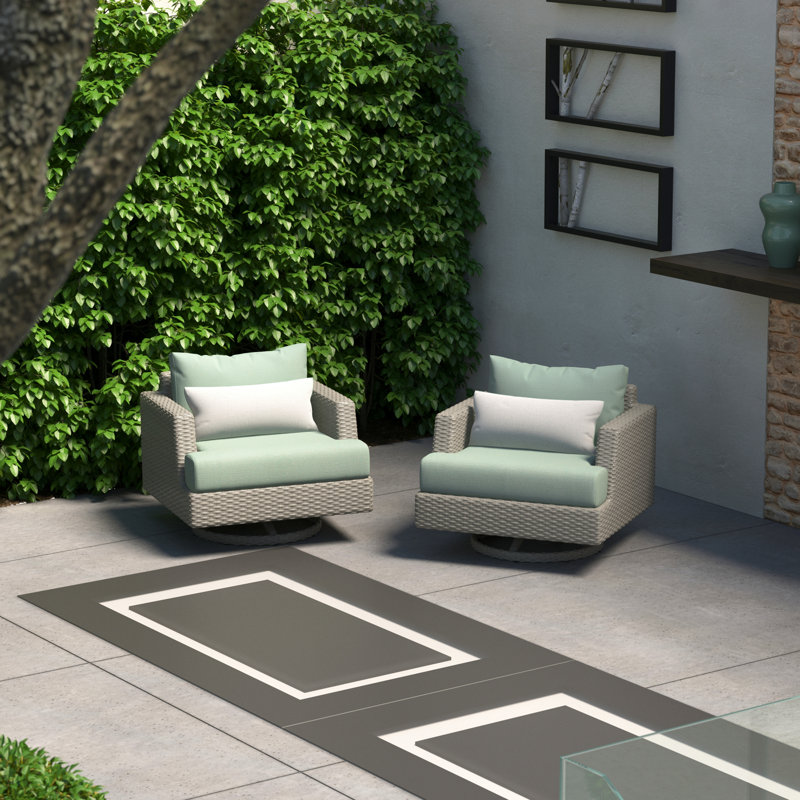 Chaises longues pivotantes en osier Ehrenfried, Toile spa Sunbrella®