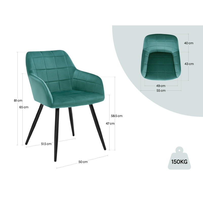 Palumbo Upholstered Dining Chair, Turquoise, Black