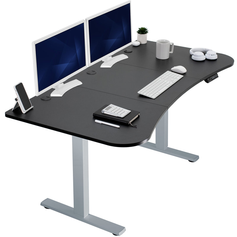 Electric 63" x 32" Stand Up Desk (DESK-KIT-1B1B Series), Black/Gray