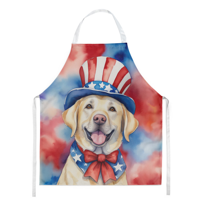 Patriotic American Apron, Brown/White Labrador Retriever