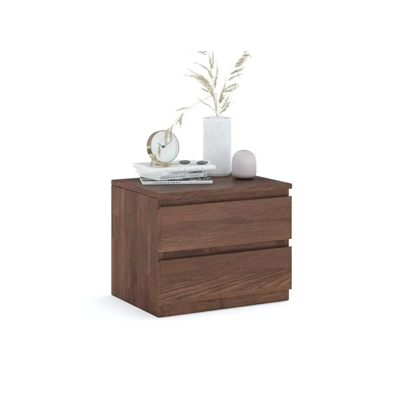 19.7'' W Solid Wood Nightstand, Walnut