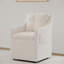 Chaise rembourrée en lin blanc avec poche latérale et roulettes