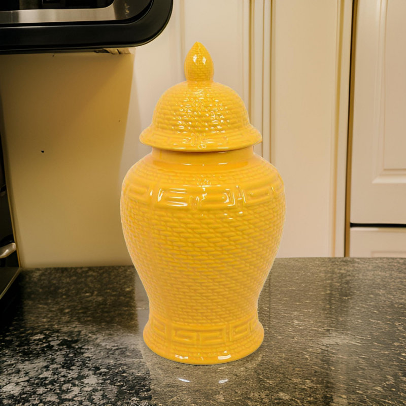 Pot en céramique Garri, Jaune, H 12,5 po x l 6,25 po x P 6,25 po
