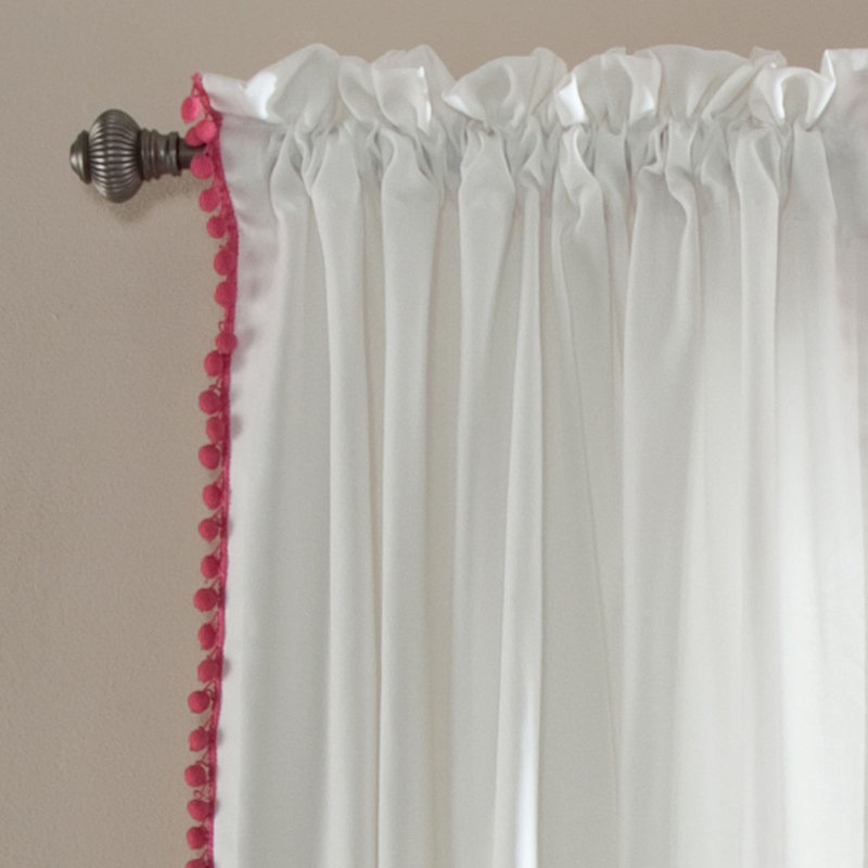 Panneau de rideau simple diaphane avec passe-tringle Pom Pom, l 50 po x L 84 po, Gris