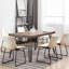7 salle à manger en blanc antique. Table rectangulaire et 6 chaises robustes. Pieds en métal Plateau de table avec style pin. Fauteuil en similicuir. Espace requis pour la stabilité des pieds