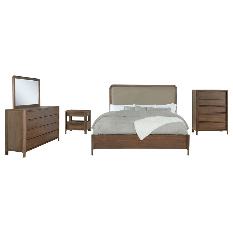 Ensemble de chambre à coucher 5 pièces Rie, Grand lit