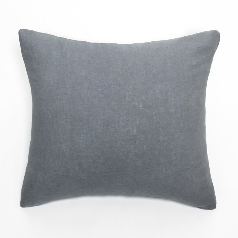 Darama Ash Grey Linen Sham, Euro, Gray