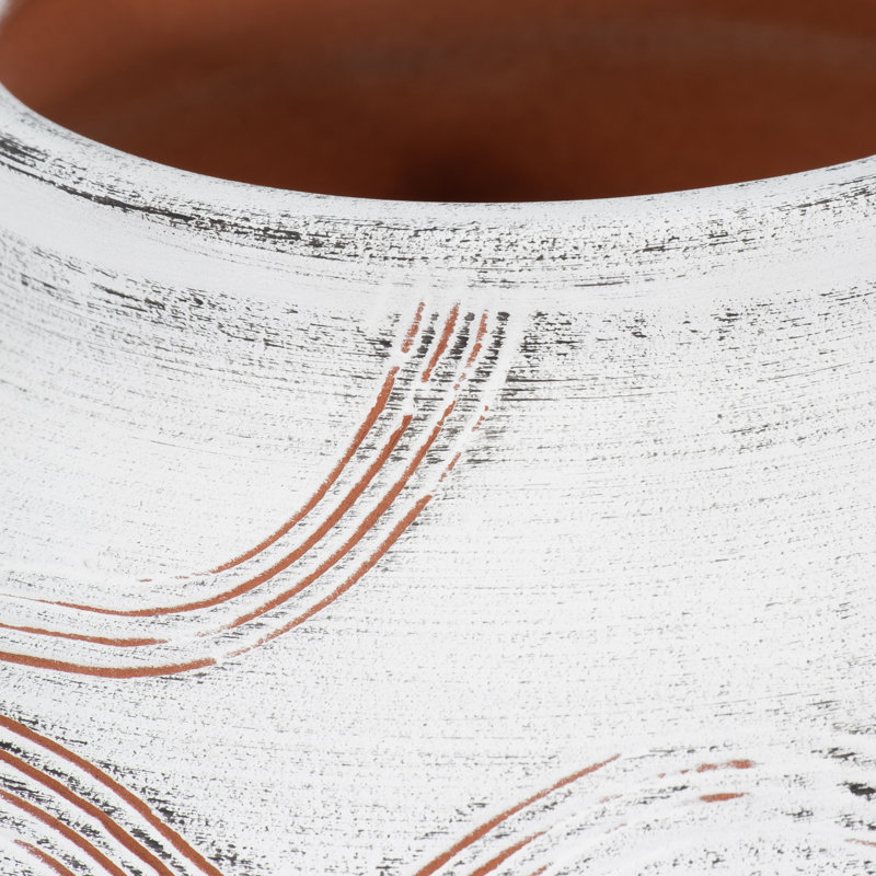 Ionna Ceramic and Stoneware Decorative Vase with Etched Textured Surface for Boho and Casual Style Interiors - Handcrafted Accent Home Decor Pottery Ideal for Shelves Mantels and Entryway Displays