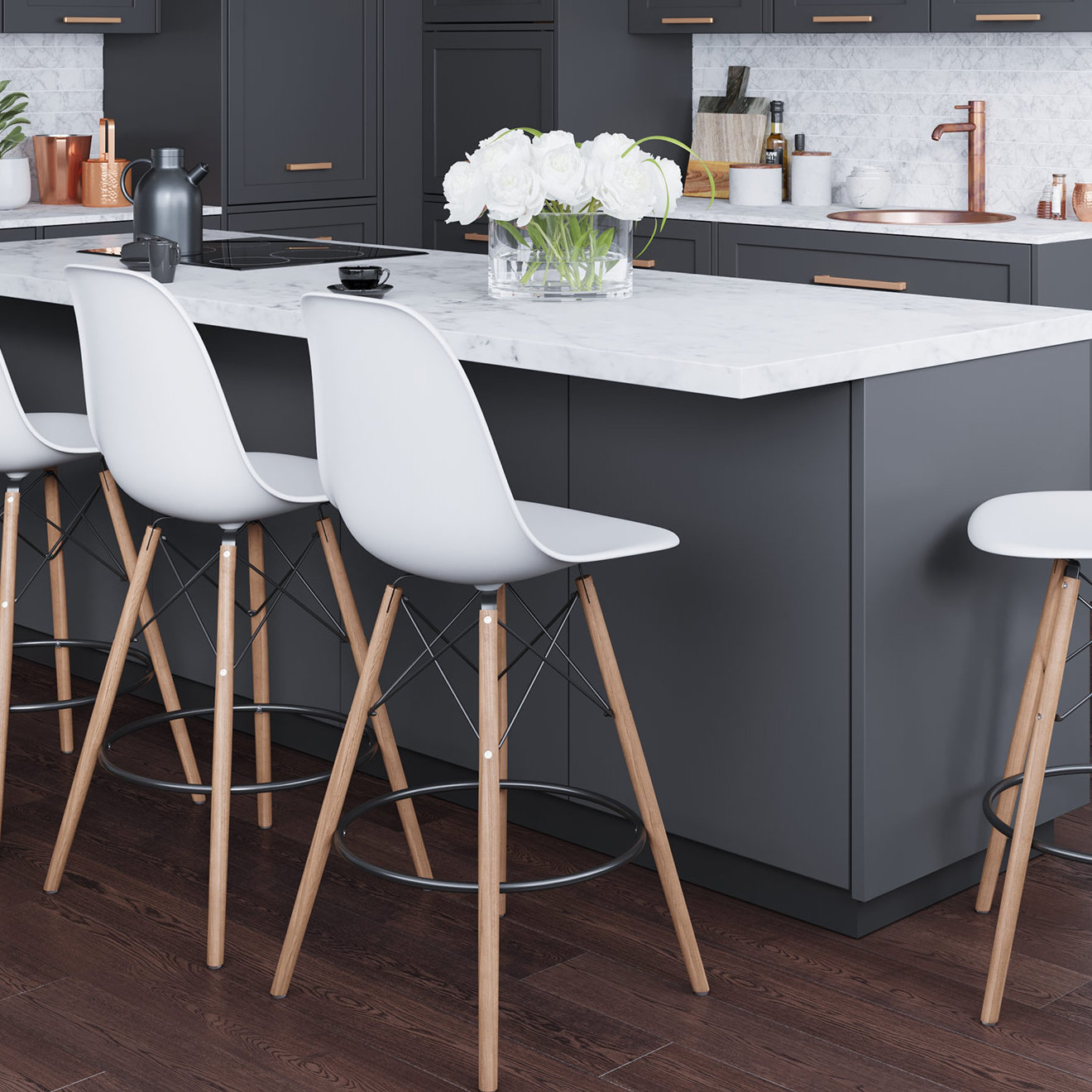 Jordan Bar Stool, White/Natural, Bar Stool (29.5" Seat Height)