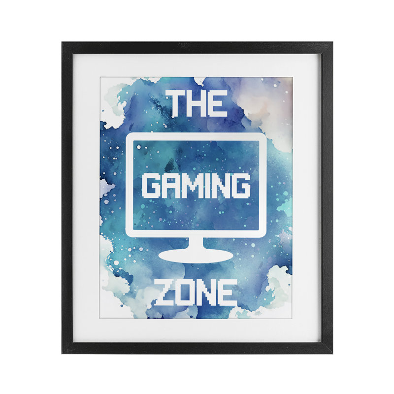 «Gaming Zone Moniter», reproduction encadrée sous verre, conception de Marcus Prime, H 21 po x l 17 po, Cadre noir minuit