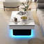 Breane Extendable Solid Coffee Table with Storage,high gloss with LED(20 colors lights),2 shelves