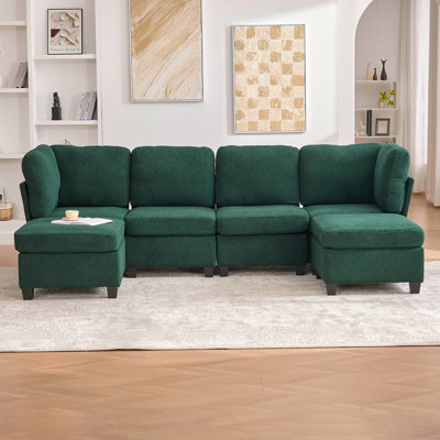 Modular Sectional Sofa: Freely Combinable 6-Seat Convertible Sectionals With Chaise, U Shaped Oversized Sectional Couches With Storage Ottoman For Home Apartment Office
