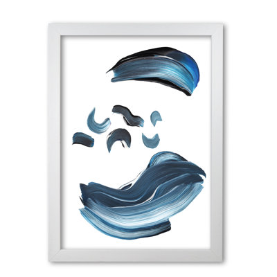 Dark Blue And Grey Abstract Paint Strokes - Single Picture Frame Print