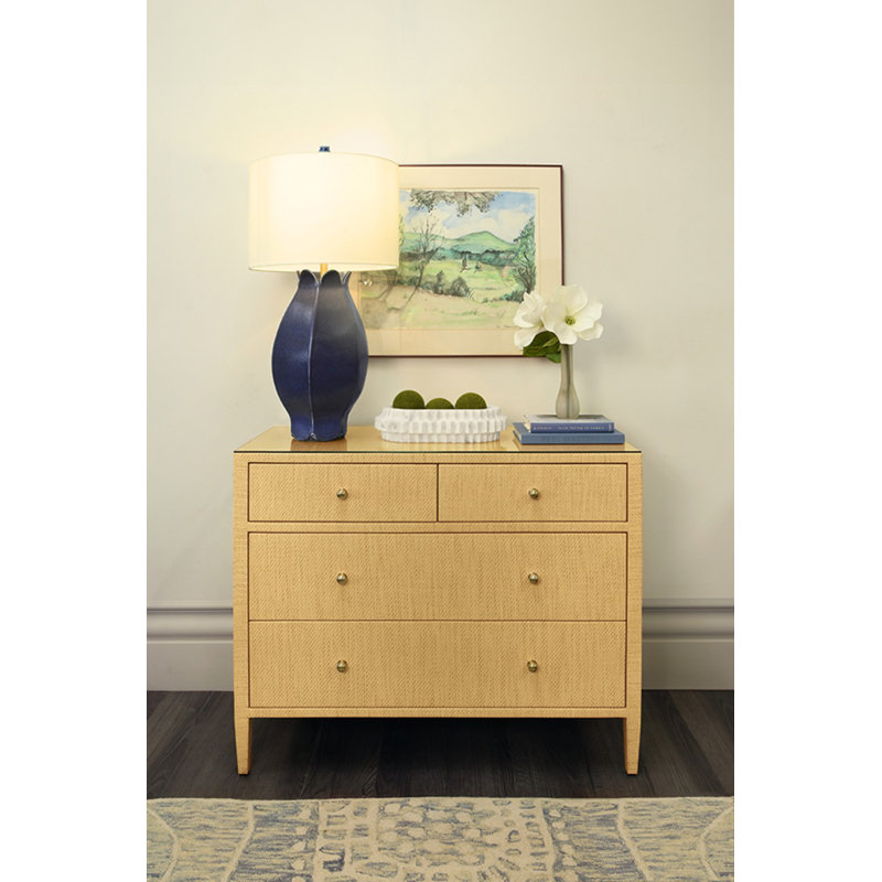 Four Drawer Chest with Glass Top, Gold