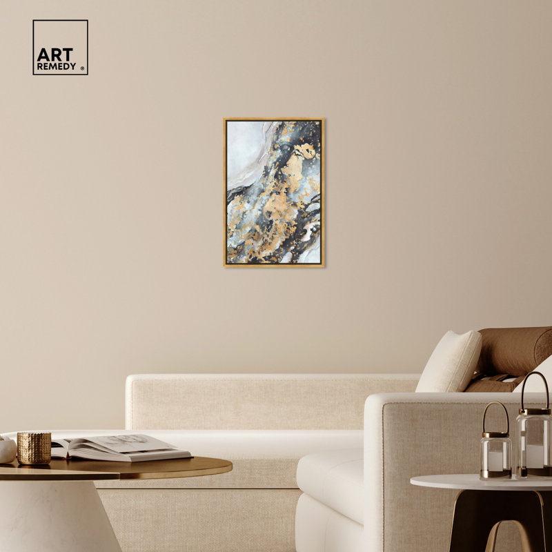 Gold Framed Abstract Canvas Wall Art, 30" x 20"