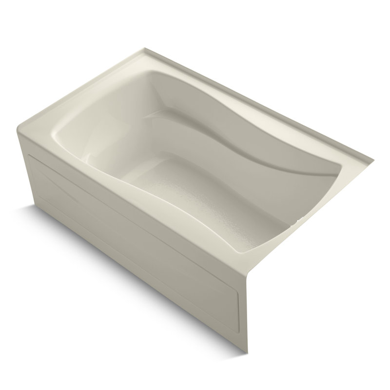 Mariposa 60" x 36" Alcove Soaking Acrylic Bathtub, Ice Gray, Right