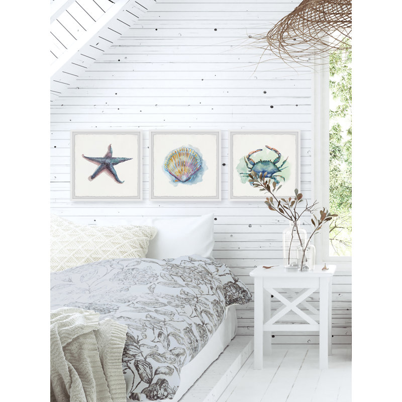 Lucero Sea Shore Gems by Marmont Hill - 3 Piece Single Picture Frame Painting, 30cm H x 30cm W