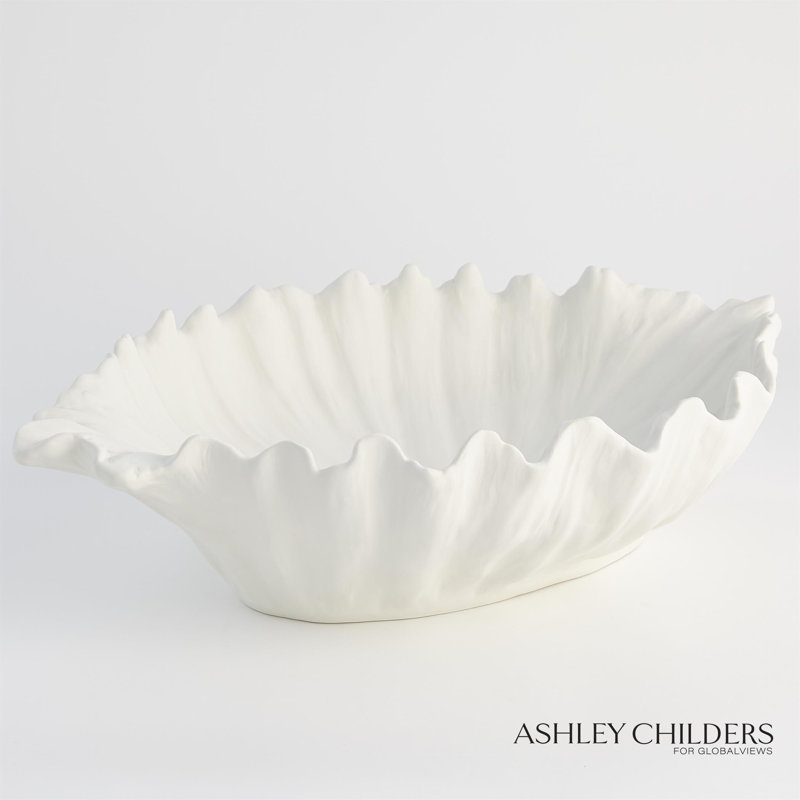 Organic Wave Oval Bowl-White-Lg, White, 6.25" H x 24" W x 14.25" D