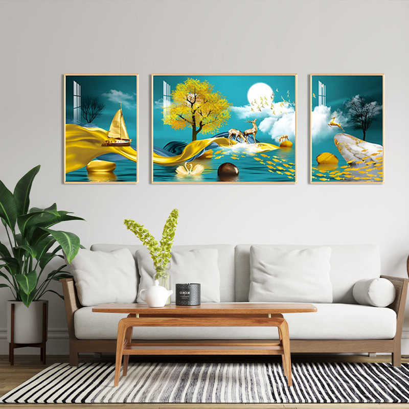 Impression encadrée 3 pièces, H 23,62 po x l 1,18 po x P 62,99 po