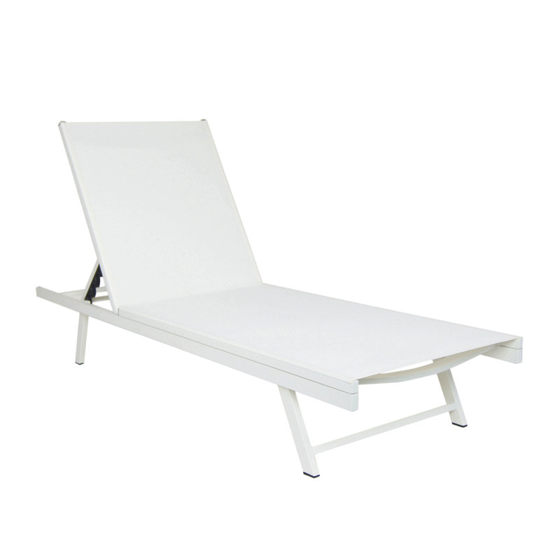 Chaise Lounge Sunbathing Recliner Natural Mesh, 1, White