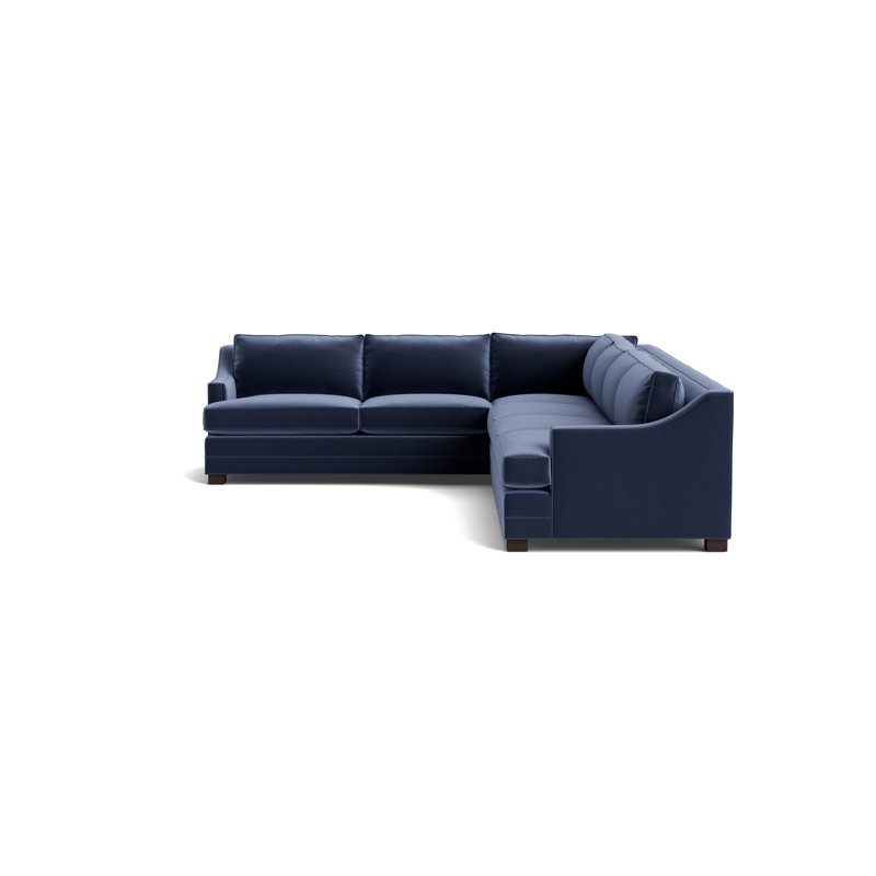 Keaton Slope Arm Without Nails Right Arm Sectional, Performance Velvet - Indigo, Java