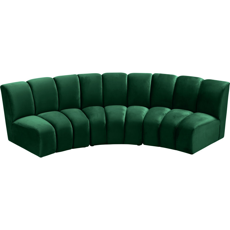 Canapé modulaire en velours Infinity, Velours vert, 3 pièces