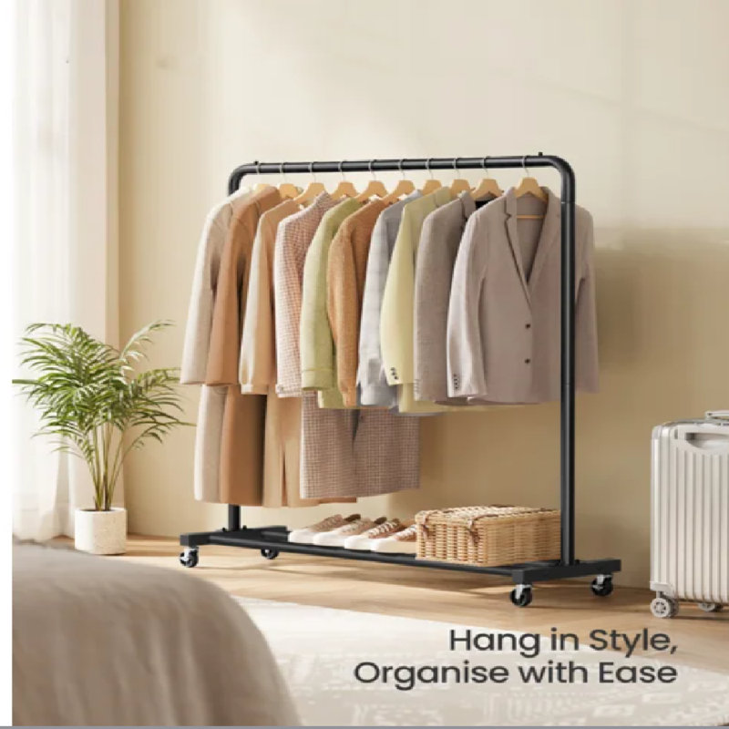 110cm Rolling Clothing Rack, Black