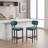Upholstered Fabric Counter Height Barstool with Black Metal Legs for Dining Room/Kitchen Island/Bar-1883469827