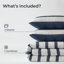 Full/queen 3 Comforter With -dyed Stripes, Softly Crinkled Texture, All Comfort, Brushed Microfiber Back, Standard 100, Machine Washable, Blue Contemporary Aesthetic,
