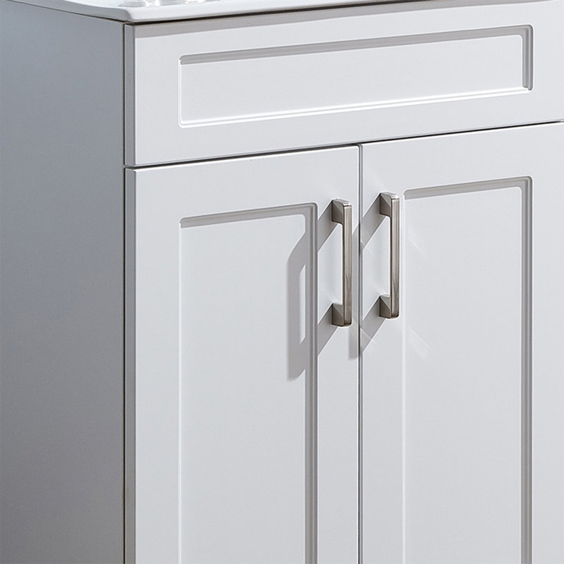 Meuble-lavabo simple 24 po avec plateau en céramique Peura, Blanc