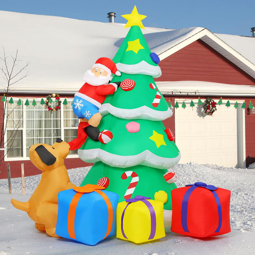 Jauna 6.8FT Christmas Inflatable Christmas Tree Inflatable with Santa Claus The Holiday Aisle®