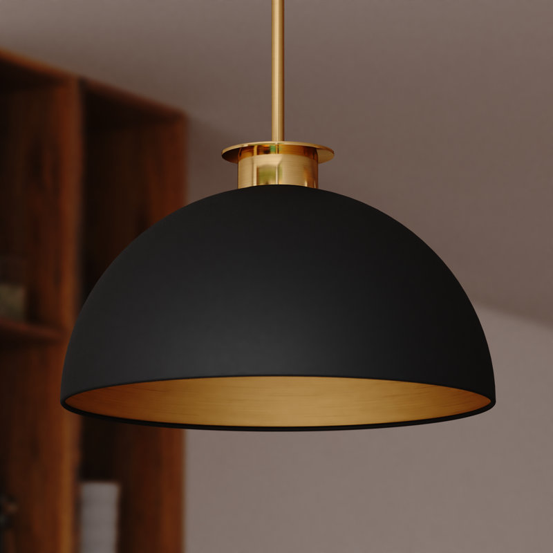 Luminaire suspendu en forme de dôme à 1 lumière Devon, Noir mat